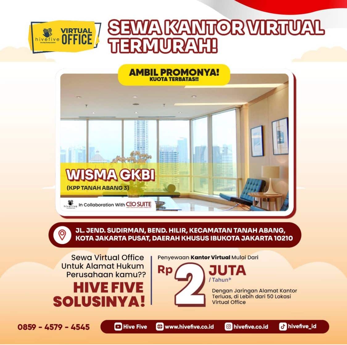 Sewa Wisma GKBI Virtual Office Start From cuma mulai 2 Juta aja loh!